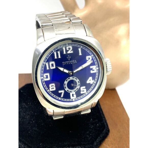 Invicta Men's Watch 15079 Vintage Quartz Blue Dial Silver Stainless Steel 46mm - Picture 14 of 15